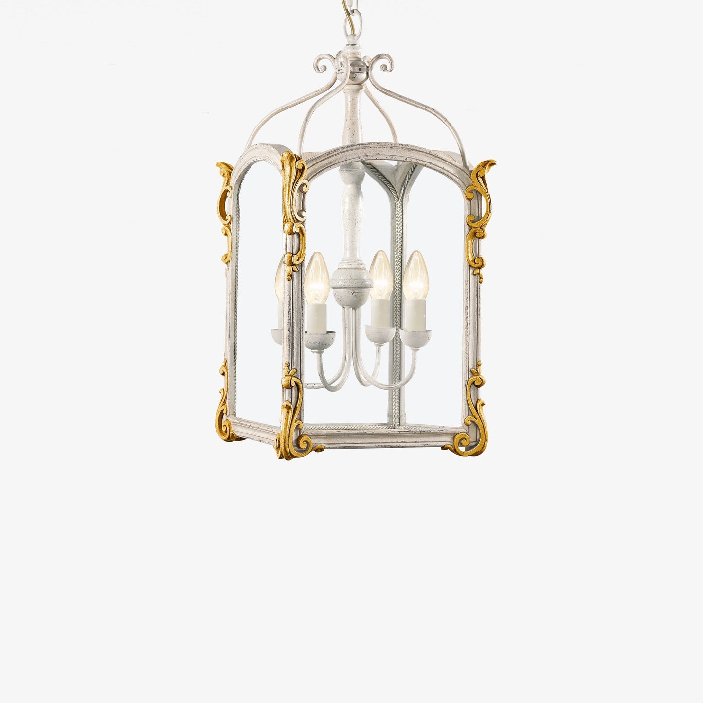 ADELINA White & Gold Lantern | Decorative Crafts - VNN8-WG25