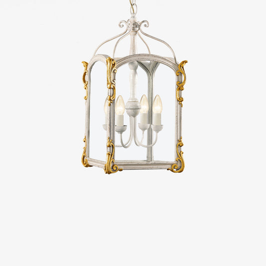 ADELINA White & Gold Lantern | Decorative Crafts - VNN8-WG25