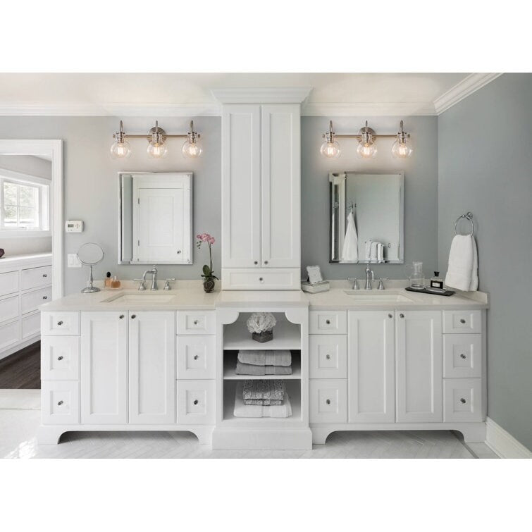 2/3 Light Bathroom Vanity Light Wall Sconce with Glass Shade