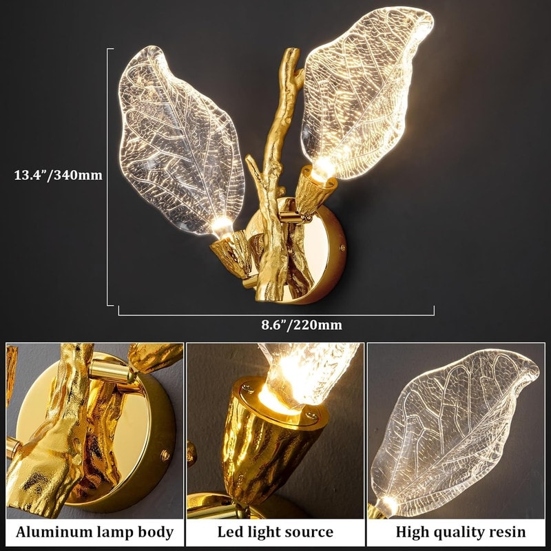 KAYLA 2-Light Bionic Leaf Wall Sconce