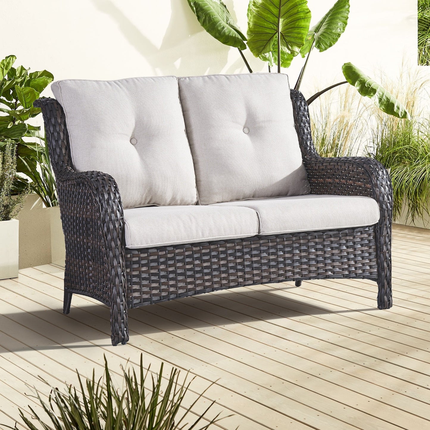 Gymojoy Outdoor Loveseat Wicker Sofa Set Rattan Sofa