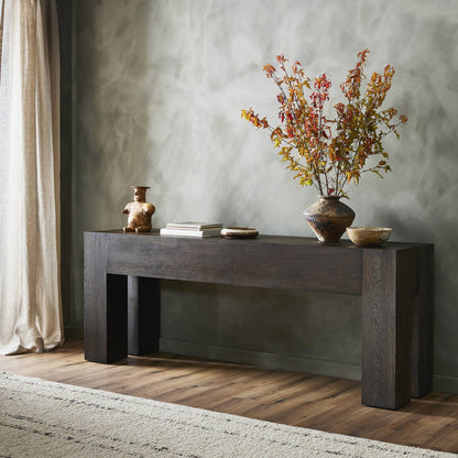 Abaso Console Table - Ebony Rustic Ash Oyster | Four Hands - 229656-003