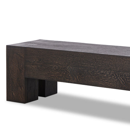 Abaso Accent Bench - Ebony Rustic Wormwood Oak | Four Hands - 239396-002