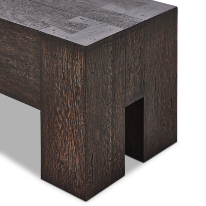Abaso Accent Bench - Ebony Rustic Wormwood Oak | Four Hands - 239396-002
