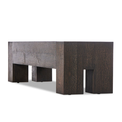 Abaso Accent Bench - Ebony Rustic Wormwood Oak | Four Hands - 239396-002