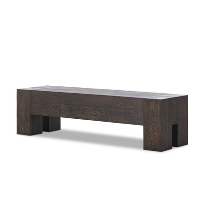 Abaso Accent Bench - Ebony Rustic Wormwood Oak | Four Hands - 239396-002