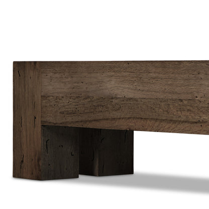 Abaso Large Accent Bench - Ebony Rustic Wormwood Oak | Four Hands - 239398-002