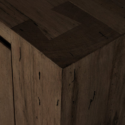 Abaso Media Console - Ebony Rustic Wormwood Oak | Four Hands - 239400-002