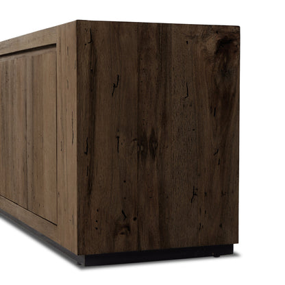 Abaso Media Console - Ebony Rustic Wormwood Oak | Four Hands - 239400-002