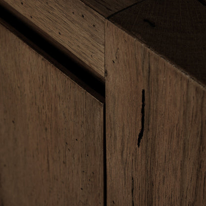 Abaso Media Console - Ebony Rustic Wormwood Oak | Four Hands - 239400-002