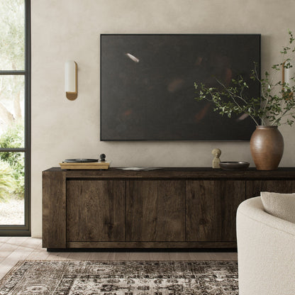 Abaso Media Console - Ebony Rustic Wormwood Oak | Four Hands - 239400-002