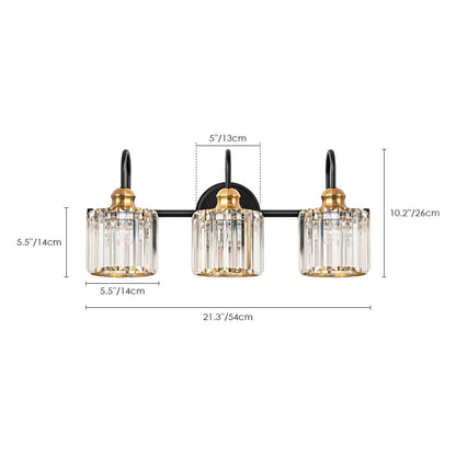 3/4-Light Modern Glam Linear Dimmable Crystal Bathroom Vanity Lights Over Mirror