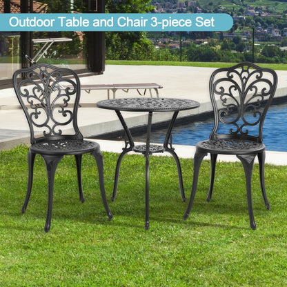 3-Piece Aluminum Outdoor Patio Butterfly Table and Chairs with Umbrella Hole