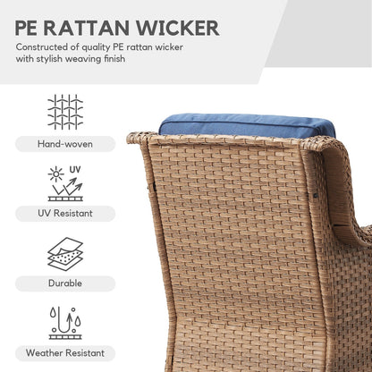 Gymojoy 3 Piece Outdoor Wicker Swivel Rocker with Cushion & Table