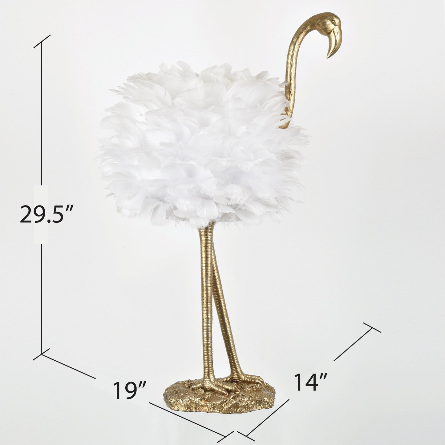 Flamingo Table Lamp - White and Gold - 30.5 H - 30H x 19W x 14D
