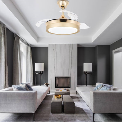 Bella Depot 36 Modern Retractable Ceiling Fan with Led Light, 6-Speed Reversible Blades with Remote