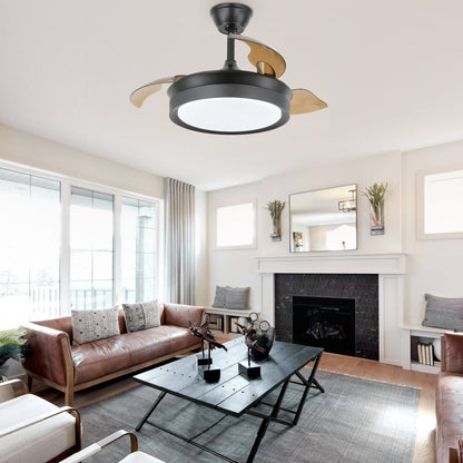 Bella Depot 36 Modern Retractable Ceiling Fan with Led Light, 6-Speed Reversible Blades with Remote