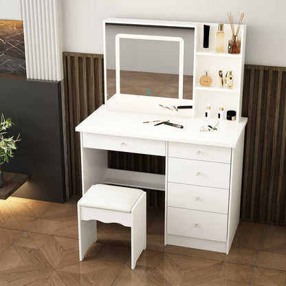 39.4'' W Dresser Makeup Vanity Set with Stool and Mirror Room
