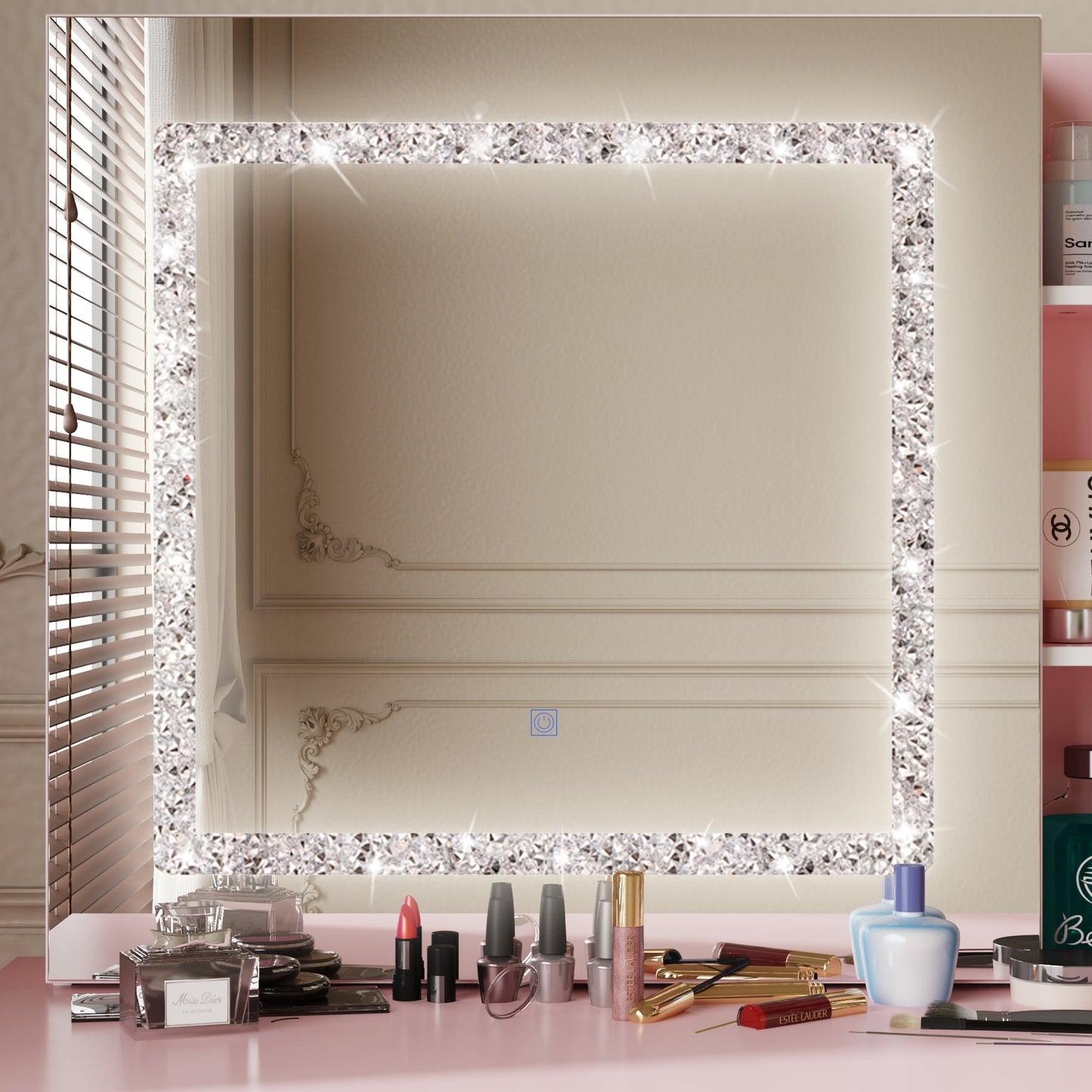 39.4'' Wide Makeup Vanity Set with Stool and Mirror