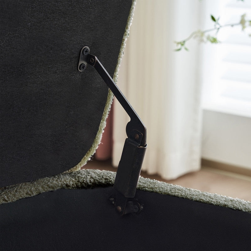 39.5 Off White Boucle Storage Ottoman Bench Sherpa Storage Bench Ottoman Foot Rest End of Bed for Living Room Bedroom,Wood Leg