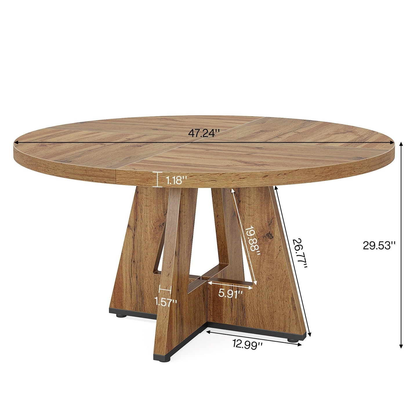 47 Round Dining Table for 4, Farmhouse Kitchen Table Small Dinner Table Wood Kitchen Table for Dining Room Living Room