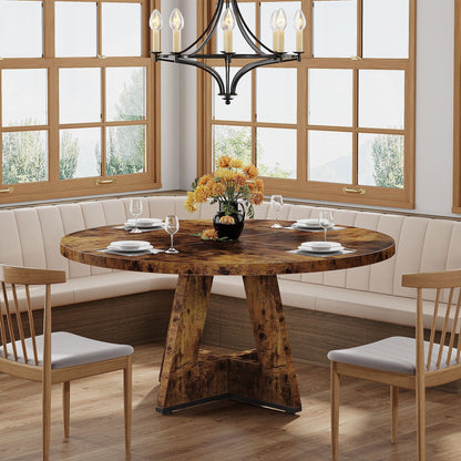 47 Round Dining Table for 4, Farmhouse Kitchen Table Small Dinner Table Wood Kitchen Table for Dining Room Living Room