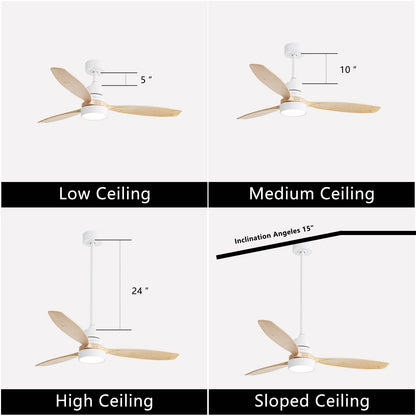 48 and 52 Integrated LED Ceiling Fan with Light and Remote, Reversible DC Motor
