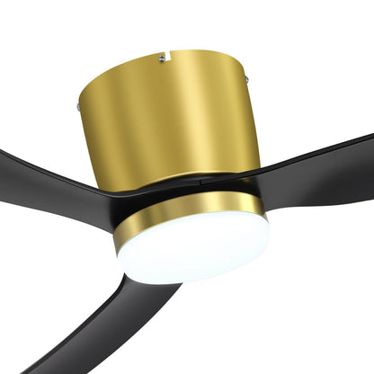 52 Inch Black/White Flush Mount LED Ceiling Fan with Lights Remote(3-Blade)