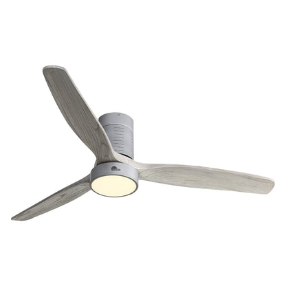 52 Inch Farmhouse Style Flush Mount Ceiling Fan with Light and Remote Control, Reversible DC Motor