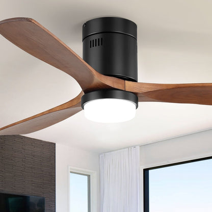 Sofucor 52 Inch Flush Mount Ceiling Fan with Remote, Reversible Motor,Integrated Light Optional