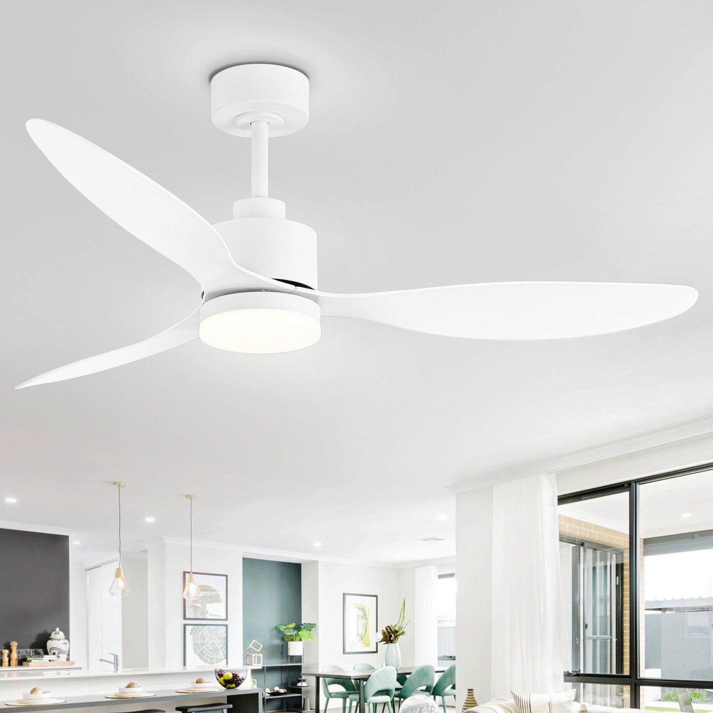 52 Inch LED Ceiling Fan with Lights Remote(3-Blade)