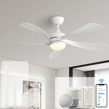 52 Inch Ceiling Fan with Remote & Lights Quiet DC Motor 5 Blade High CFM Modern Fan