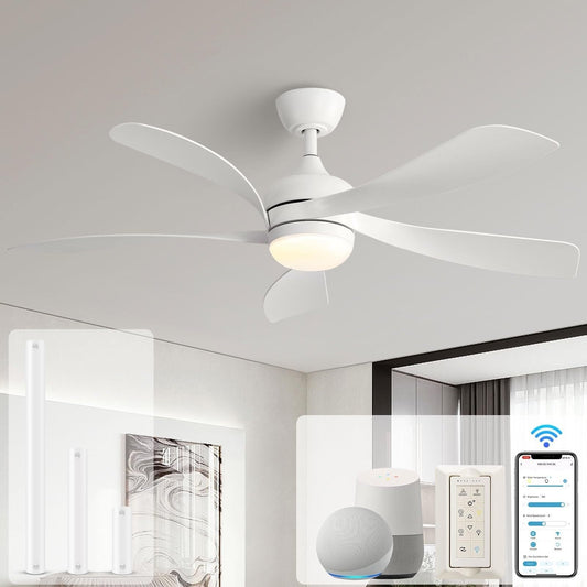 52 Inch Ceiling Fan with Remote & Lights Quiet DC Motor 5 Blade High CFM Modern Fan