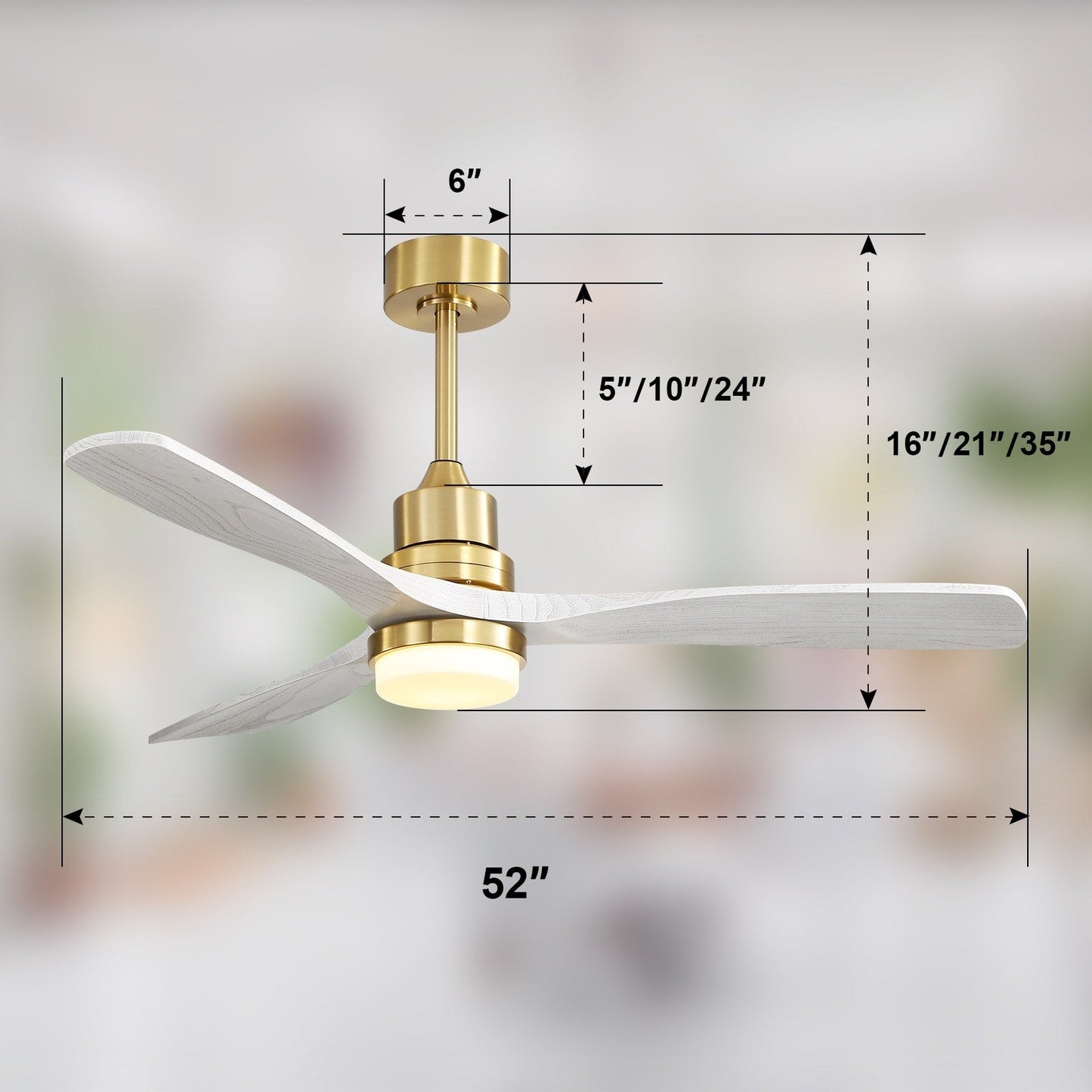 Sofucor 52 Indoor Wood Ceiling Fan Light with Remote, Integrated Light Optional