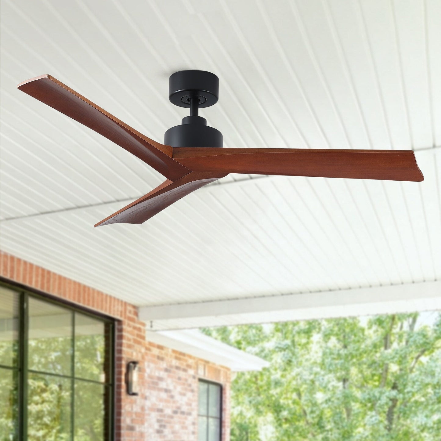 52 inch Modern Solid Wood / ABS Ceiling Fan With Remote Control(No Light),6 WInd Speed,Reversible Airflow
