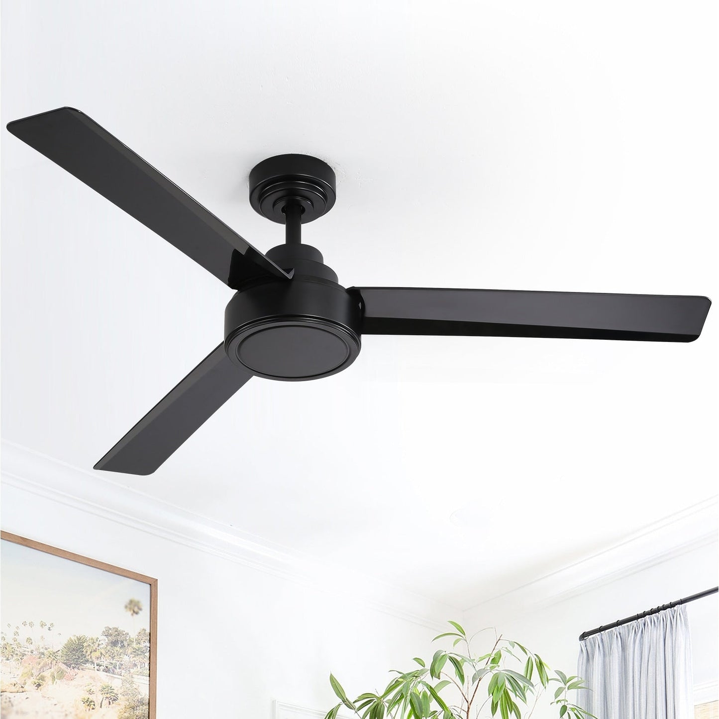52 inch Modern Solid Wood / ABS Ceiling Fan With Remote Control(No Light),6 WInd Speed,Reversible Airflow