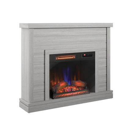 52 Shiplap Wall Mantel with 3D Fireplace Insert