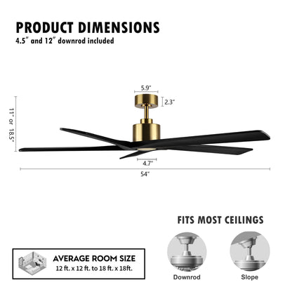 WINGBO 54 Inch DC Motor Indoor Ceiling Fan without Lights - N/A