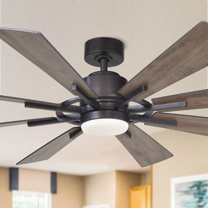 60 Oil-rubbed Bronze Large Windmill Ceiling Fan with Light and Remote - 60 Inches