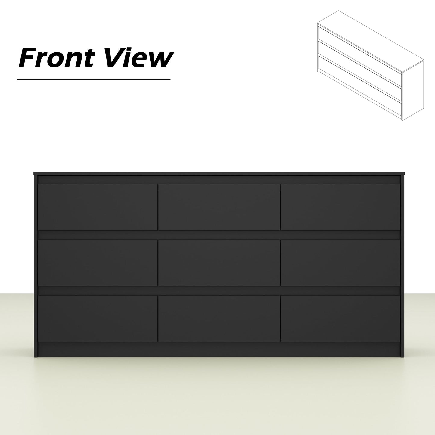 63W 9 Drawer Dresser Accent Dresser for Living Room Bedroom Chest