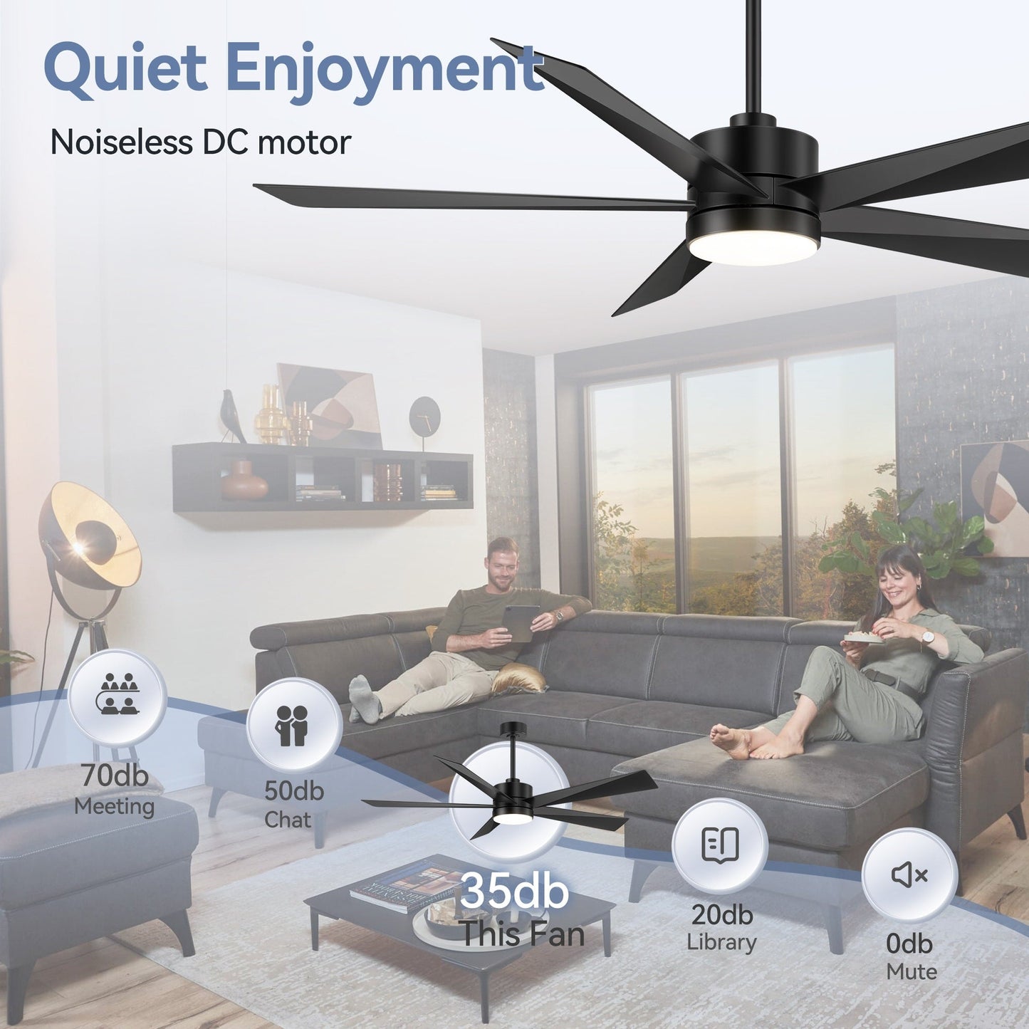 Breezary 65/52/42 5-Blade LED Ceiling Fan with Light Kit and Remote