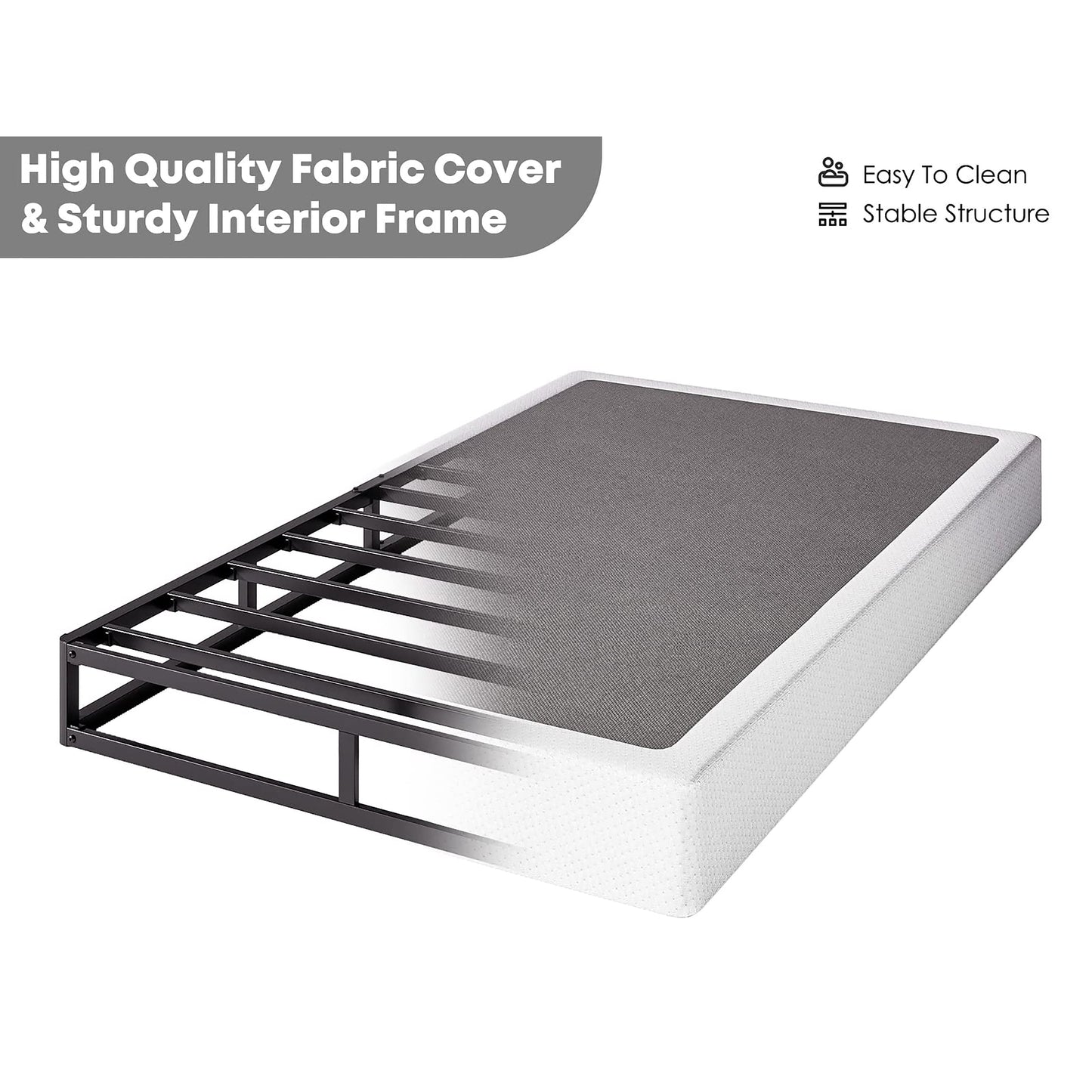 FSCHOS 7 Inch Metal Box Spring, Basics Mattress Foundation, No Legs