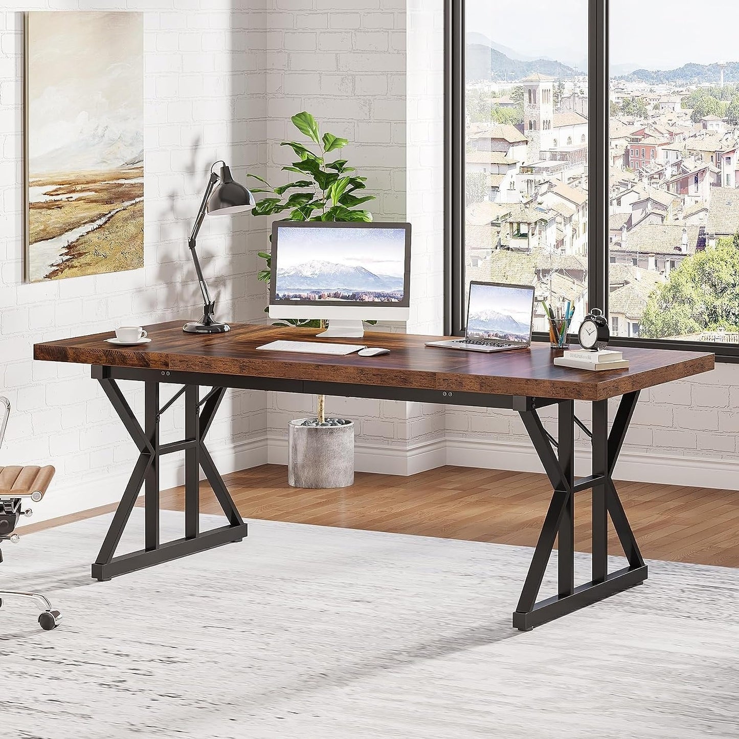 70.8-Inch Executive Desk, Large Computer Office Desk Workstation