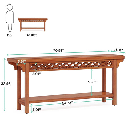 70.8 Inch Farmhouse Solid Wood Long Console Table Sofa Table