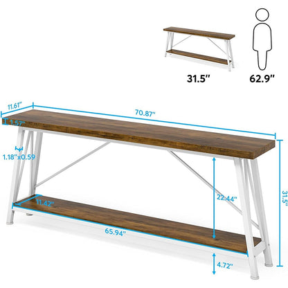 70.9 Inch Extra Long Sofa Table, Industrial Entry Console Table