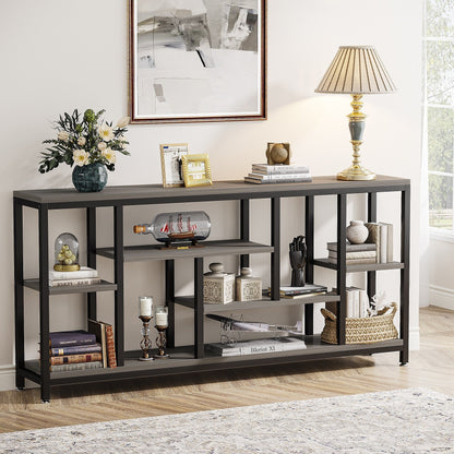 70.9 inch Console Sofa Table with Storage, 3-Tier Entryway Table for Hallway