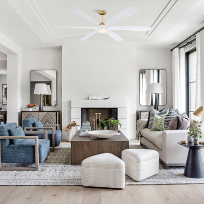 72-inch Driftwood 6-Blade Large DC Ceiling Fan with Light and Remote