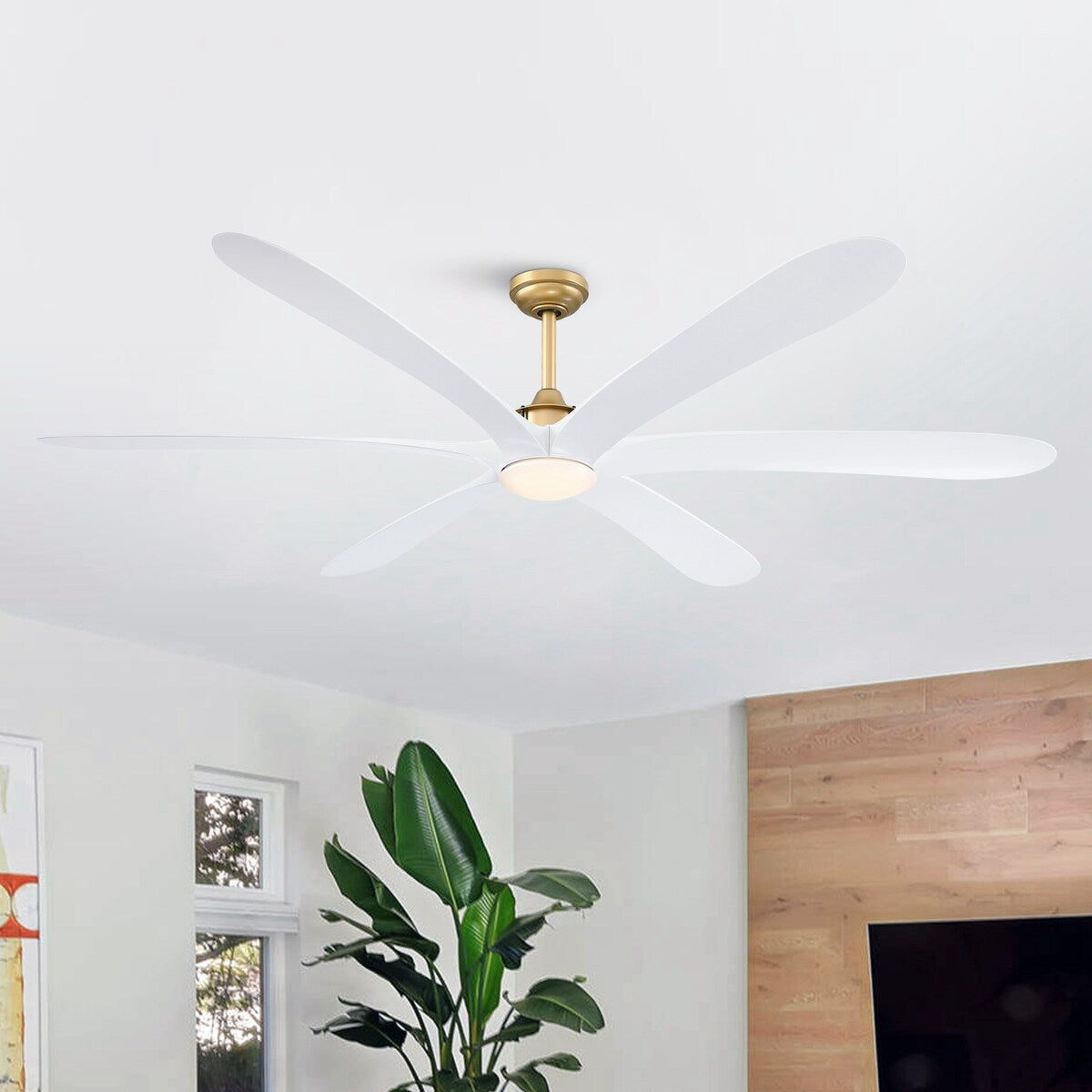 72-inch Driftwood 6-Blade Large DC Ceiling Fan with Light and Remote