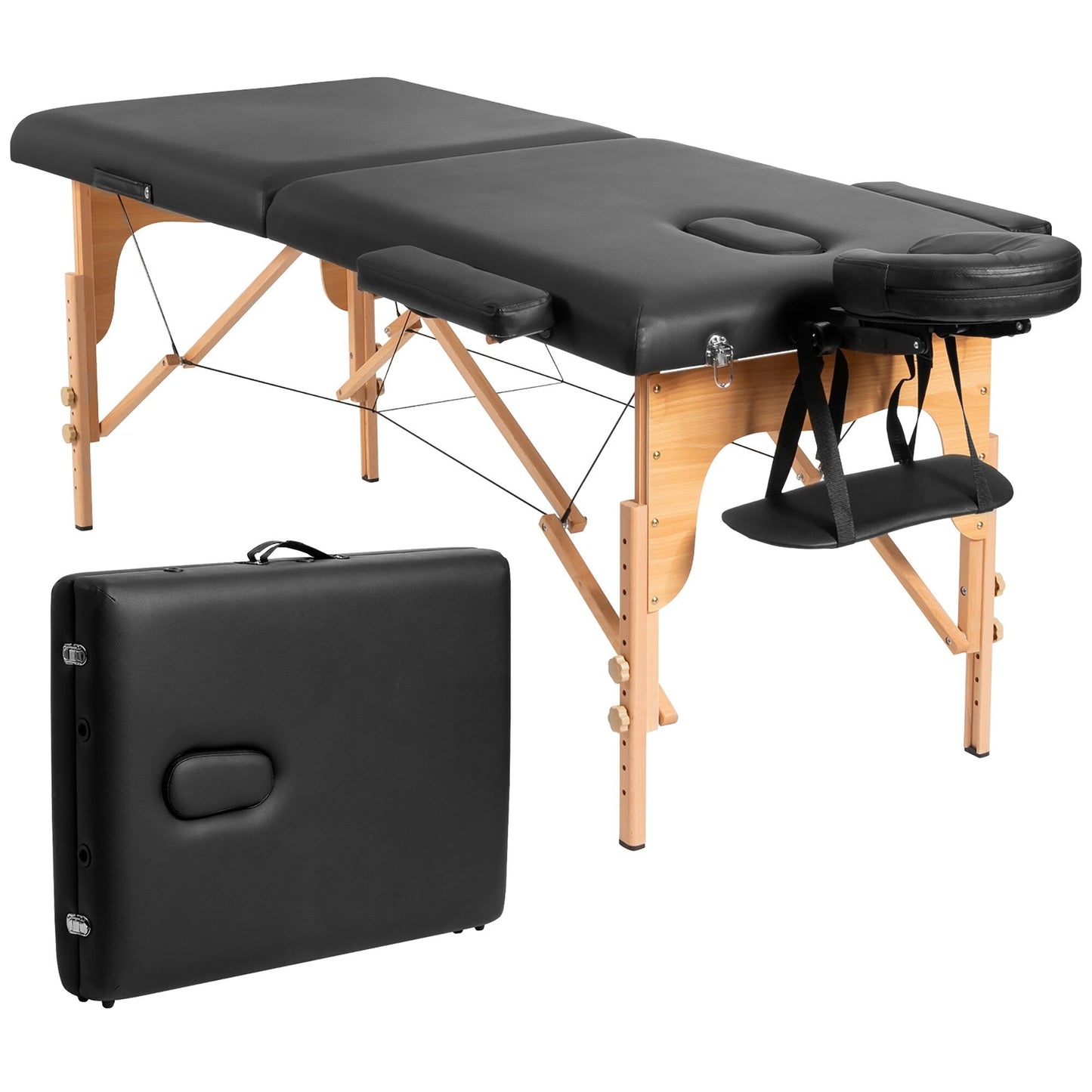 84''L Portable Massage Table Adjustable Facial Spa Bed Tattoo w/ Carry