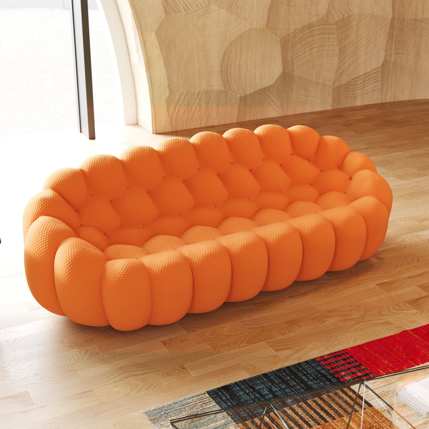 98.43'' Modern Bubble Sofa 3D Honeycomb Shape Lazy Sofa Couch
